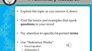 Presentation: Planning & Preliminary Research