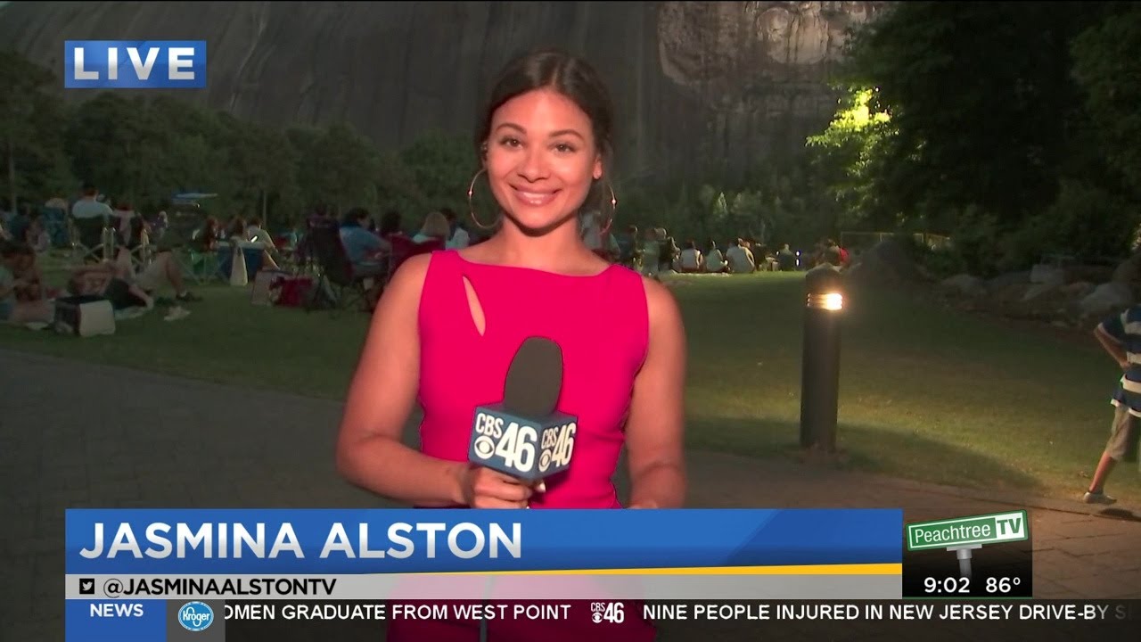 CBS46's Jasmina Alston at the Lasershow Spectacular at Stone Mountain