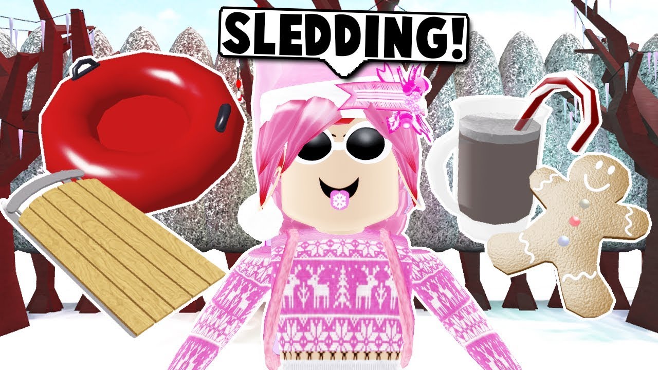 New Sledding Christmas Tree Decorating And More New Update In Bloxburg Roblox Youtube - sledding in roblox
