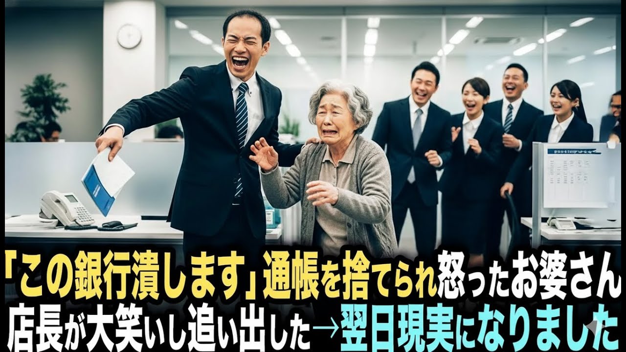 「ゴミ箱行きで」と思い出の通帳をビリビリに破り捨てられたお婆さん「この銀行を潰します…」小さく放った一言に大笑いする全銀行員。翌日、まさかの事態に…