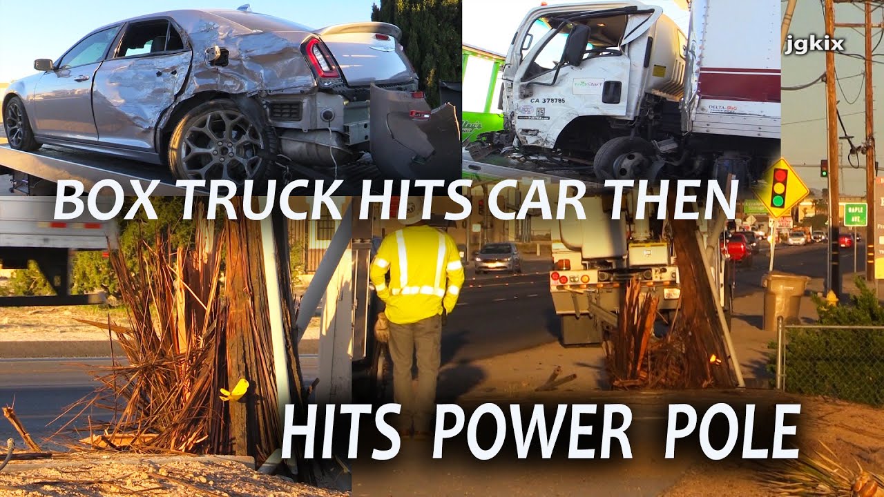 Box Truck Hits Power Pole - YouTube