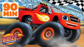 90 MINUTES of BLAZING Races w\/ AJ, Crusher and More! 🚗💨 | Blaze and the Monster Machines