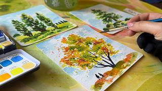 Paint Trees in Watercolor for Beginners | Quiet Painting