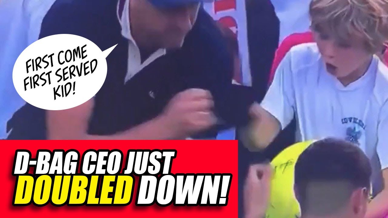 CEO Who Swiped Kid’s Hat at US Open DOUBLES DOWN and MAKES THREATS! | Clownfish TV