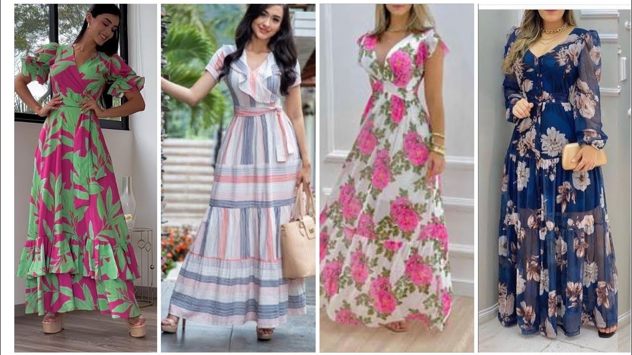 Unique 34 and elegant style floral print awesome maxi dress designs for ...