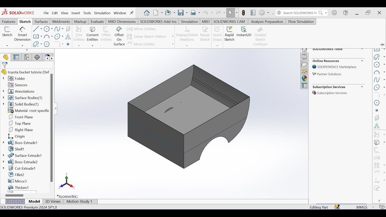Toyota Hilux Bucket Design in SolidWorks | 3D CAD Modeling
