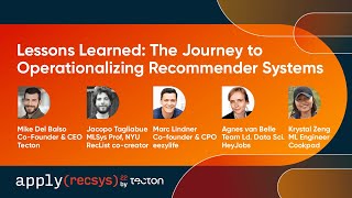 apply(recsys) Conference 2022 | Lessons Learned: The Journey to Operationalizing Recommender Systems