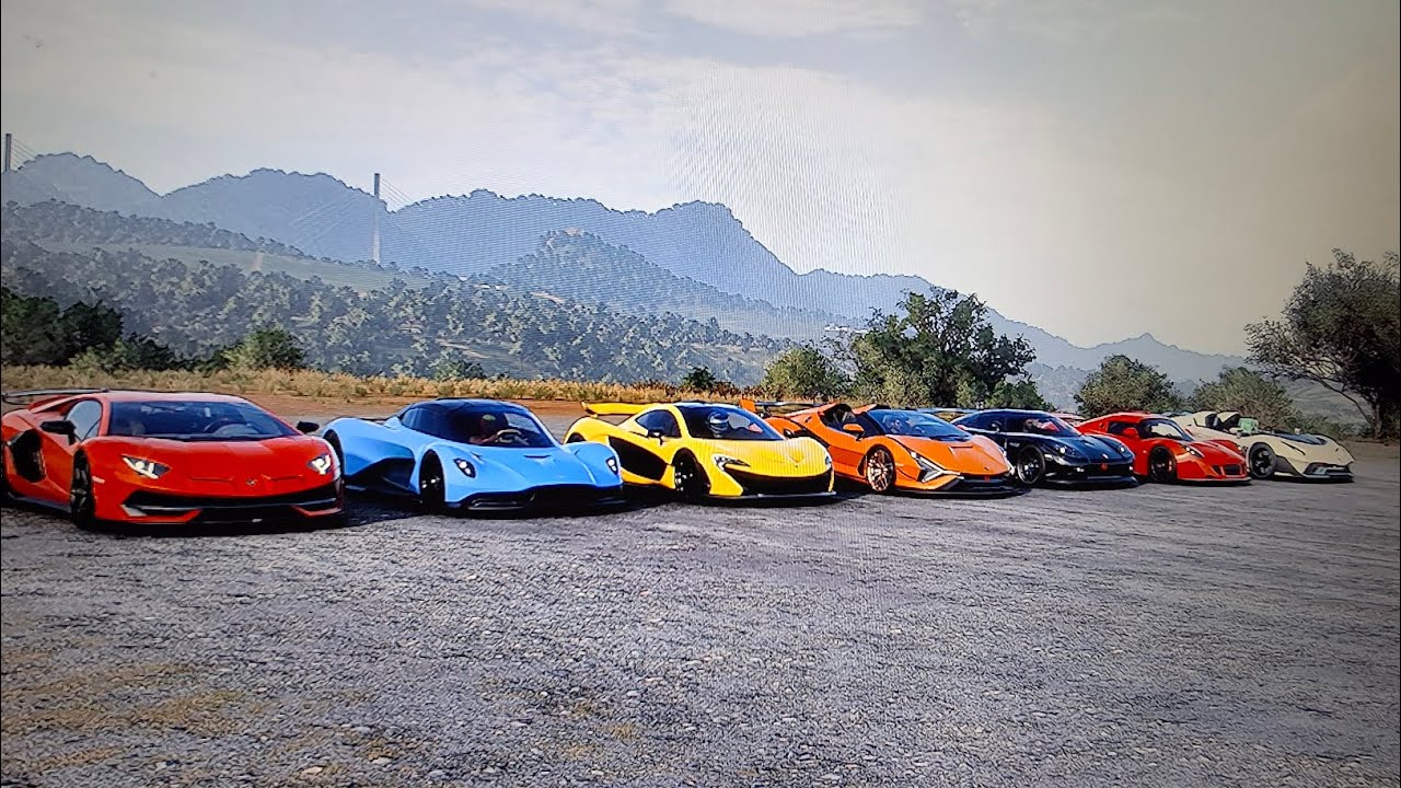 FH5 drag race Lamborghini Aventador SVJ Vs Valhalla vs P1 vs Sian