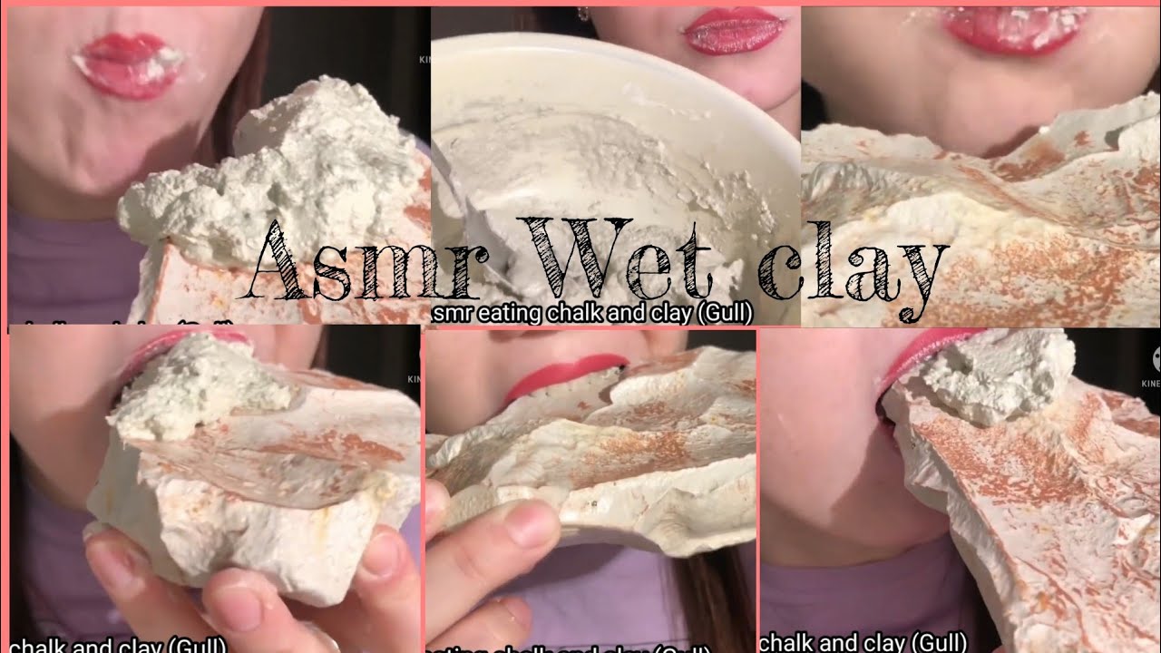 Asmr Best Wet clay with chalk paste eating yummysatisfying by (chalk