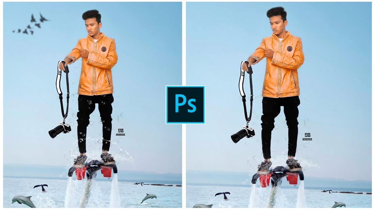 Water jet pack concept photo editing tutorial in pscc || Telugu VINAY EDITOR