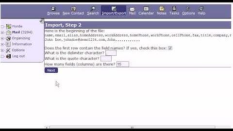 How to import contacts into Horde.avi
