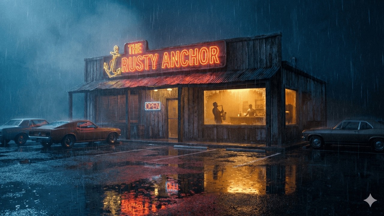 Midnight at The Rusty Anchor | Dark Jazz, Blues & Rain Ambience