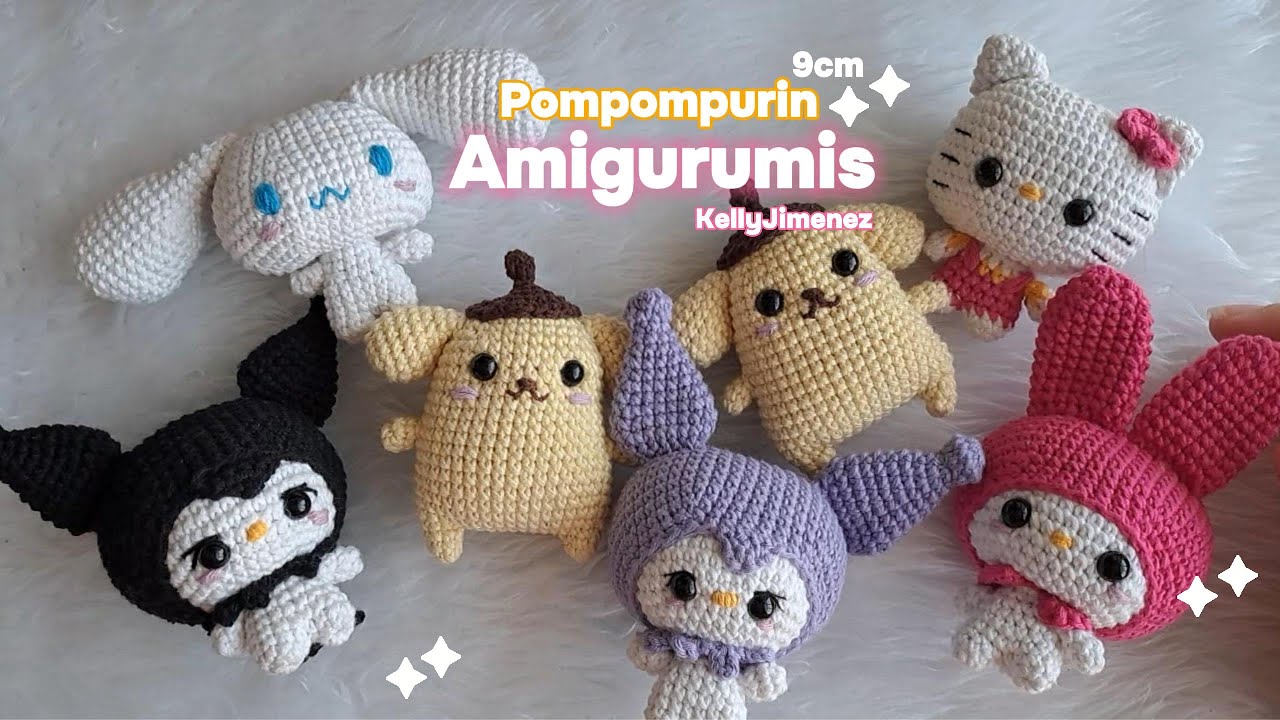 Tutorial Pompompurin Amigurumi /Cinnamoroll/Hellokitty/Kuromi/tejido a crochet