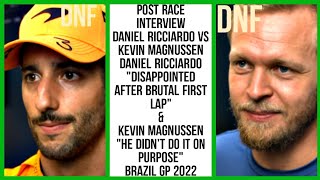 DANIEL RICCIARDO VS KEVIN MAGNUSSEN POST RACE INTERVIEW BRAZIL GP 2022