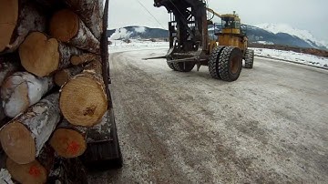 unloading logging truck @ mill