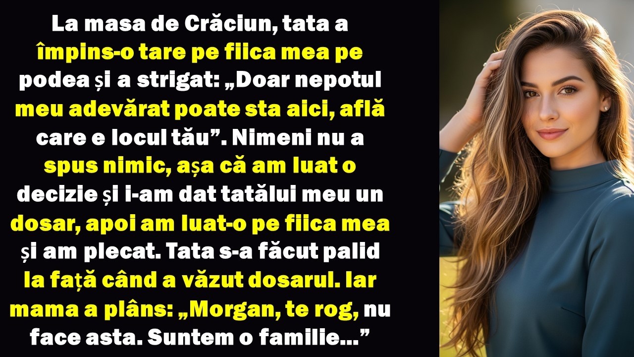 Tata a împins-o pe fiica mea cea mică pe podea. „Învață care-ți este locul!” I-am dat un dosar.