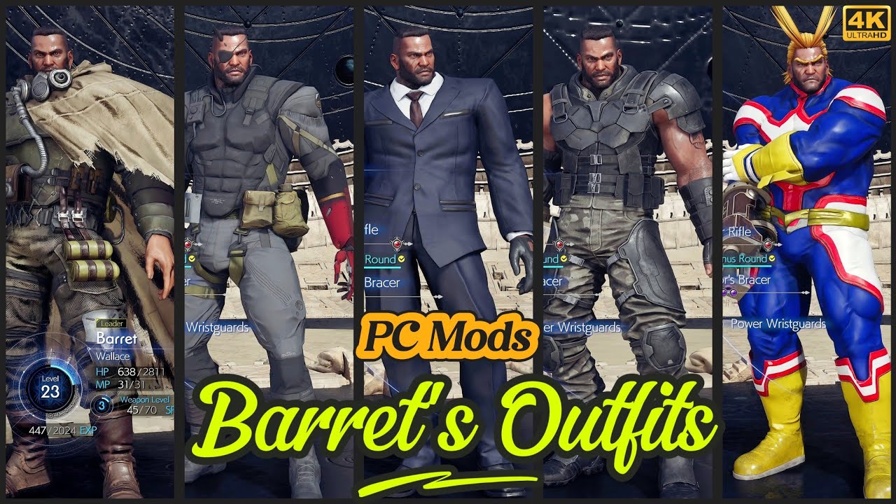 FF7 Rebirth Barret Outfits PC Mods #4k - YouTube