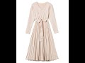 【大人気】カシュクールネックリブプリーツロングワンピース
