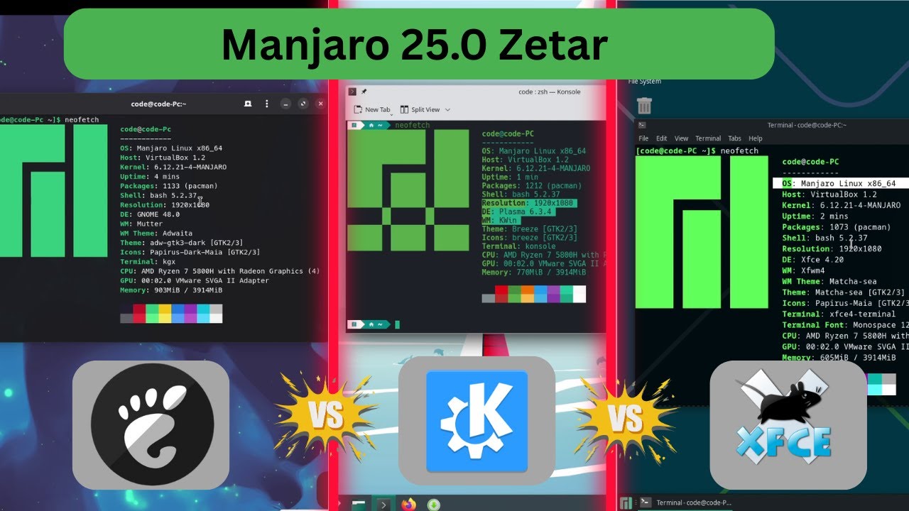 Manjaro 25.0 Zetar: GNOME vs KDE Plasma vs XFCE – Which Desktop Wins ...