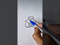 Mini Art: Coloring a Blue Ink Pot 🖌️👌🤩 #Drawing #InkBottle #ArtShorts    #viral #trending