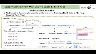 13.4 Export Matrix from MATLAB to Excel and Text files