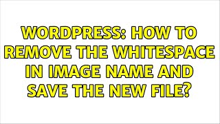 Wordpress: How to remove the whitespace in image name and save the new file? (2 Solutions!!)