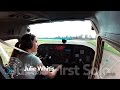 Julie Whitis' first airplane solo at Sporty's Academy