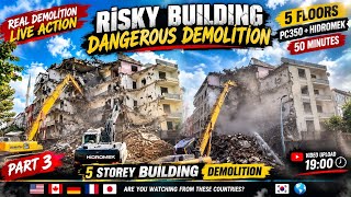 Details 5-Story Building Demolition with Komatsu PC350🔥| 50 Minutes of Destruction | PART 3 #demolition #fyp Update