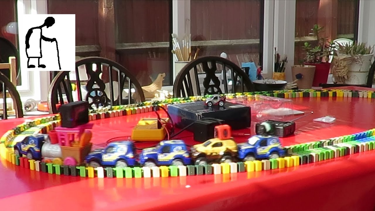 Crazy Fun with Flexitrack a Toy Train and 4 cameras