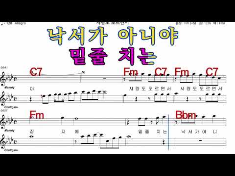 사랑도모르면서   류기진  iSMB 가수처럼 엠알로 노래 악보  여자 키  Fm