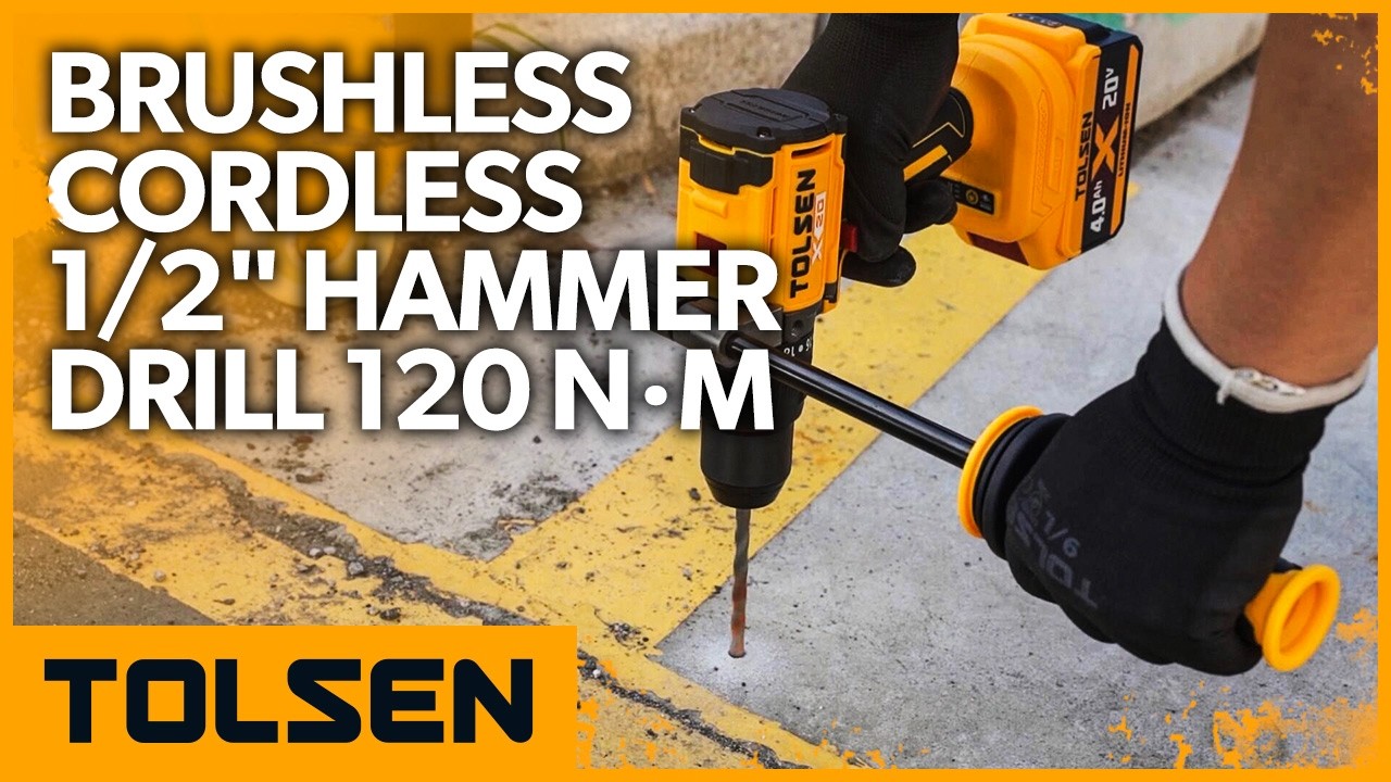 TOLSEN 20V X20 Brushless Cordless 1/2″ Hammer Drill, 120 N·m