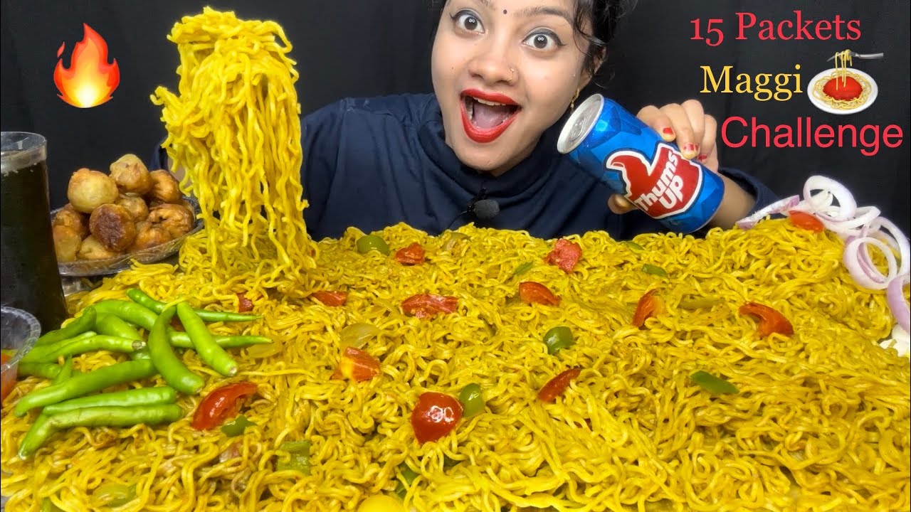OMG...😱 15 PACKETS MAGGI CHALLENGE 🔥 INDIAN MAGGI CHALLENGE 😋 FOOD EATING VIDEOS, BIG BITES 🤤MUKBANG