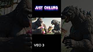 Google Gemini Godzilla and Kong Enjoying a Shake #googlegemini #aifun