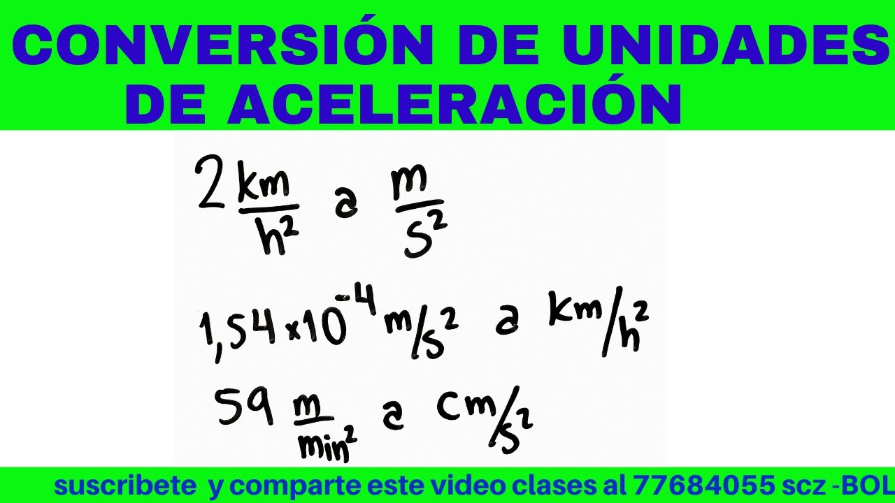 CONVERSIÓN DE UNIDADES DE ACELERACIÓN - YouTube