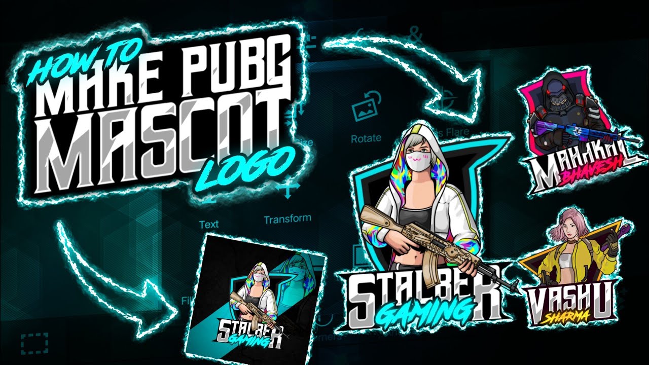 Add modern text and background on your custom PUBG logos on android Pscc