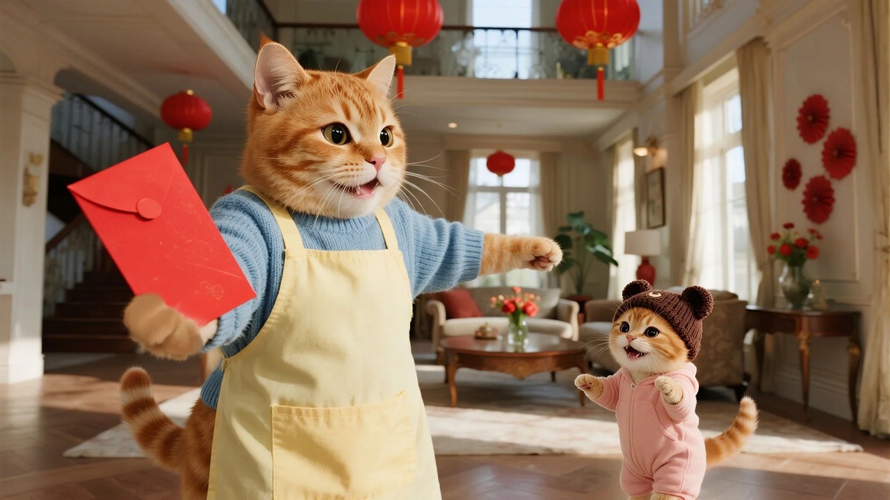 Happy New Year! 🎆🧧Let's Ginger Kitten and Mama Cat celebrate Lunar New Year🍲