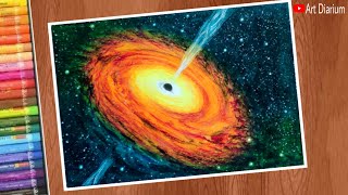 Black Hole Quasar Aesthetic Drawing Oil Pastel Painting For Beginners- Step By Step
