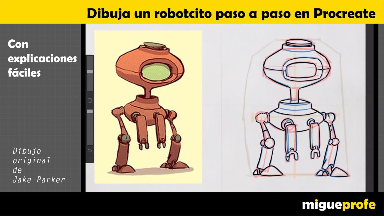 Dibuja un robotcito fácil de Jake Parker, paso a paso en Procreate// migueprofe