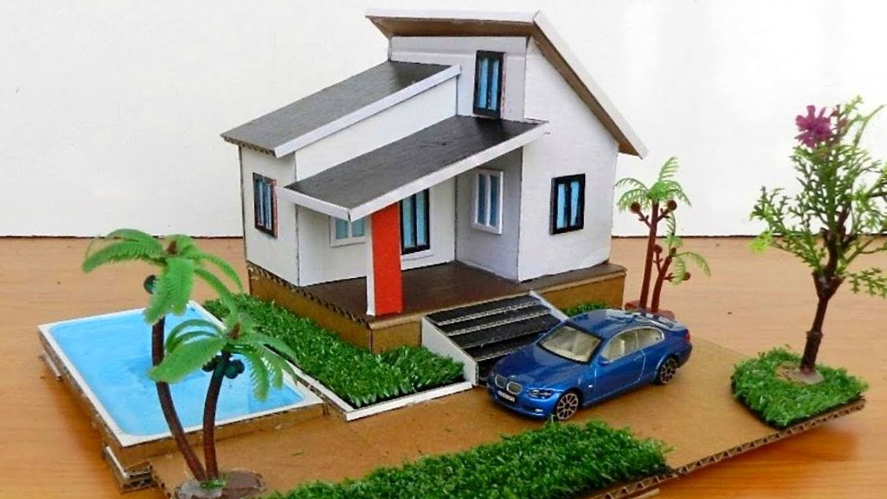 Building A Beautiful Villa House with Swimming Pool From Cardboard 85