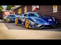 TWO $5m Blue Carbon Koenigseggs with REAL GOLD meet!!