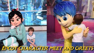 Epcot Character Meet and Greets and Hugs! Joy, Vanellope, Pooh, Elsa and Anna