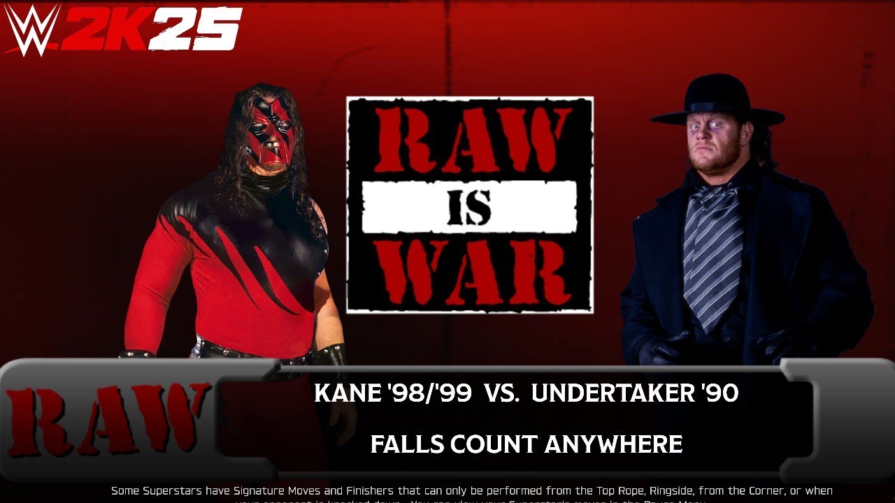 WWE 2k25 - Kane '98 vs Undertaker '90: Falls Count Anywhere Match at Raw Is War 