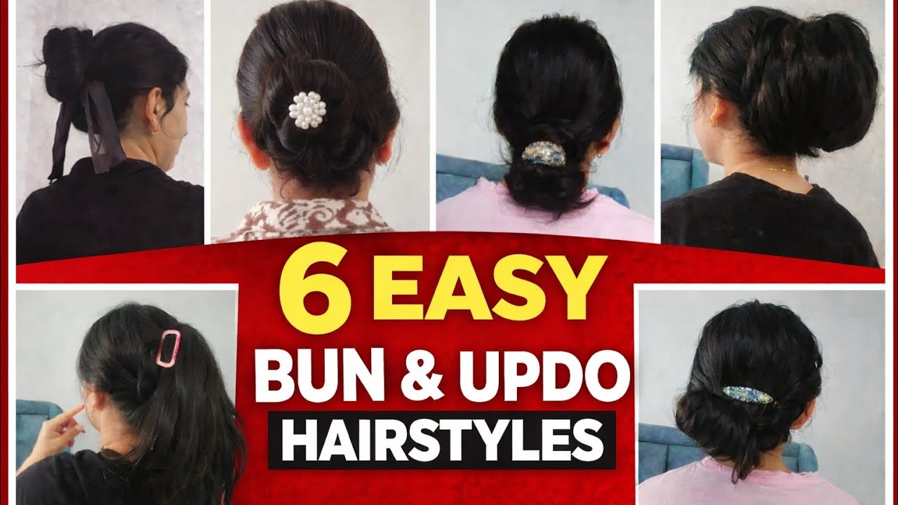 6 EASY Bun Hairstyles for Long Hair 💖 Quick Daily & Wedding Updos!