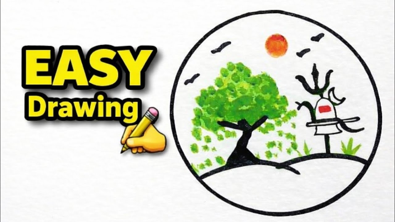 “Shivling Nature Drawing 🌿 | Simple & Peaceful Drawing Step by Step”