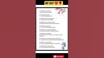Self Introduction Questions and Answers in English | Interview & Students