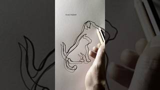 Drawing a dog and a cat from two lines art | 123 go #aram_nabeel #shorts