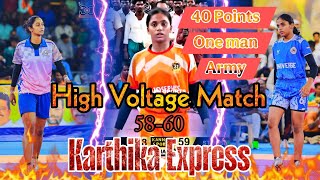 Karthika Express Unstoppable 💥 || One Man Show @Sembakkam Women's Kabaddi Match TamilNadu