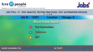 Test Automation Jobs| Chicago, IL