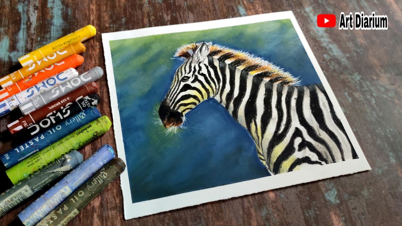 Zebra drawing with Oil Pastel - Step by Step 
