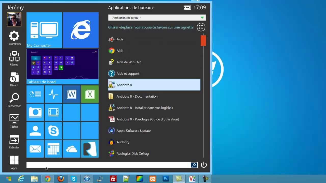 Afficher le menu démarrer sous Windows 8 - YouTube